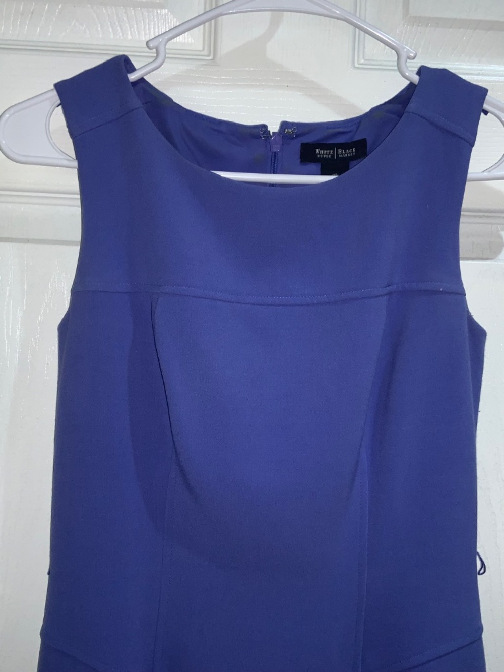 White House Black Market purple fit flare sleeveless dress Sz 00 lined - Picture 4 of 8